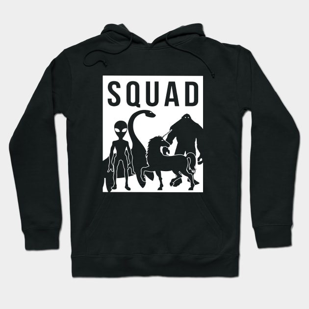 Squad Animals Unicorn Dinosaur Scare Black White Shirt Raglan Sleeve Squad Hoodie by huepham613